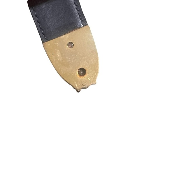 Vintage Luigi Lanatta Black Leather Belt with Gold and Silver Buckle size 34 - Picture 5 of 8